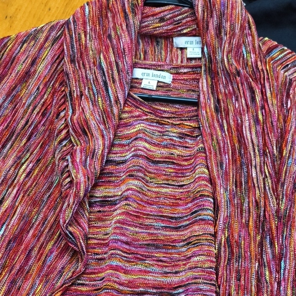 Colorful 2Piece Metallic Cardigan And Long Sleeve Top Career Coastal Grandma - Picture 12 of 12